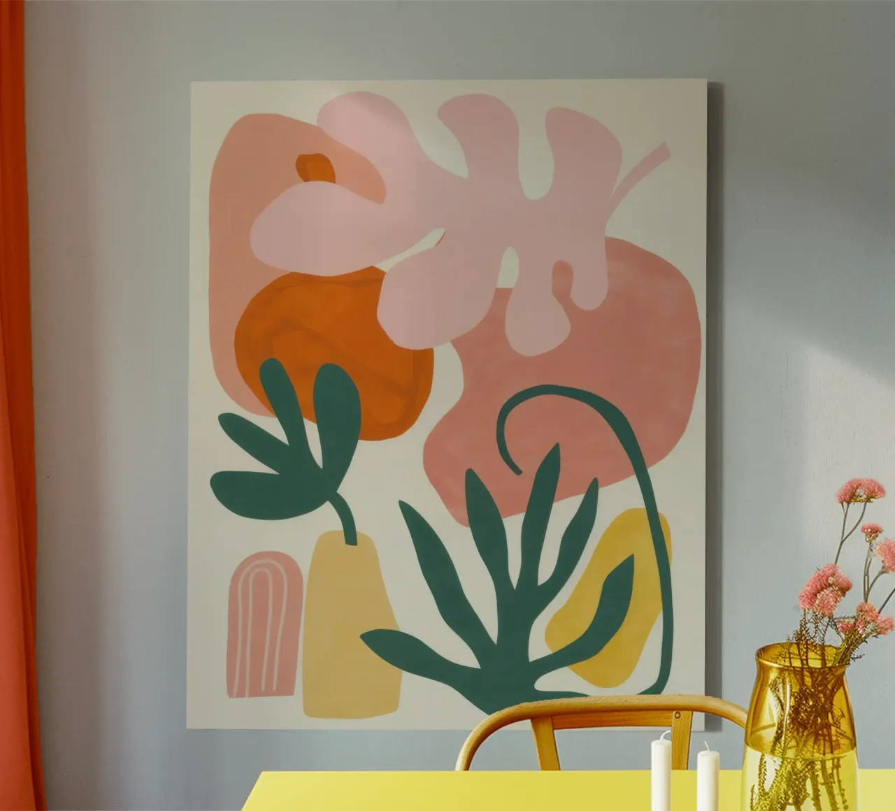 Speelse abstracte tuin canvas van Flock Reverie