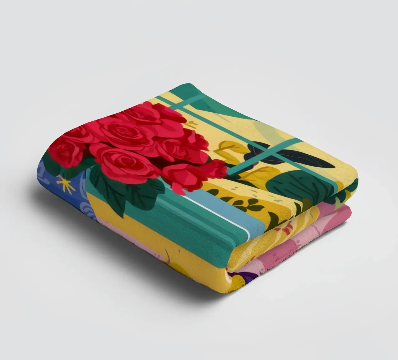 Roses sur table jaune serviette de bain de Ink Pulse