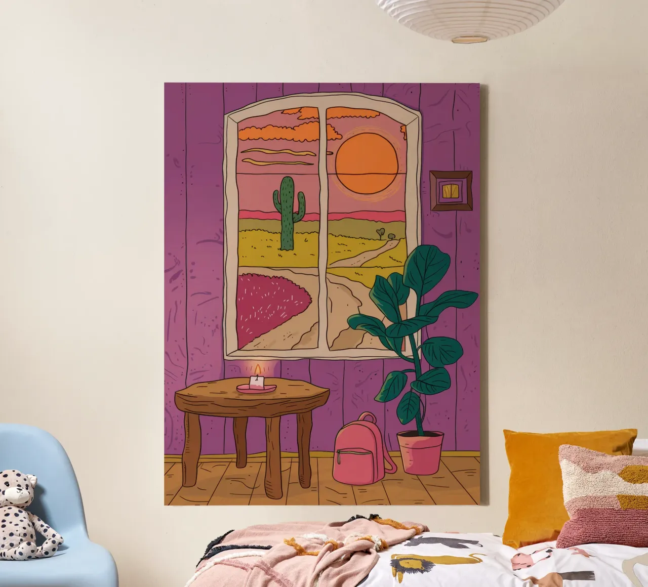 Desert Window View canvas with Floater frame by Flock Reverie