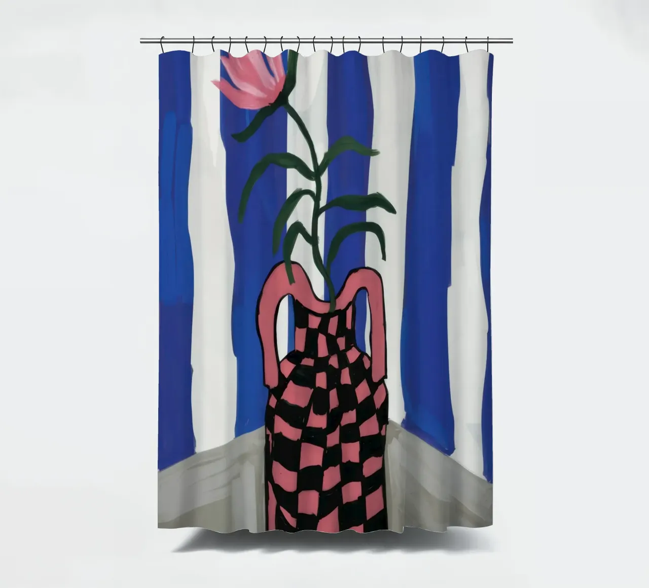 Tulips in Checkers shower curtain by Ink Pulse