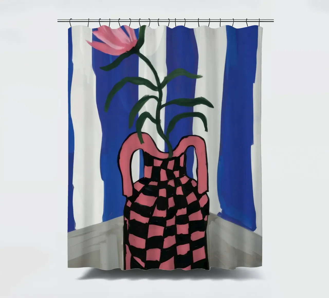 Tulips in Checkers shower curtain by Ink Pulse