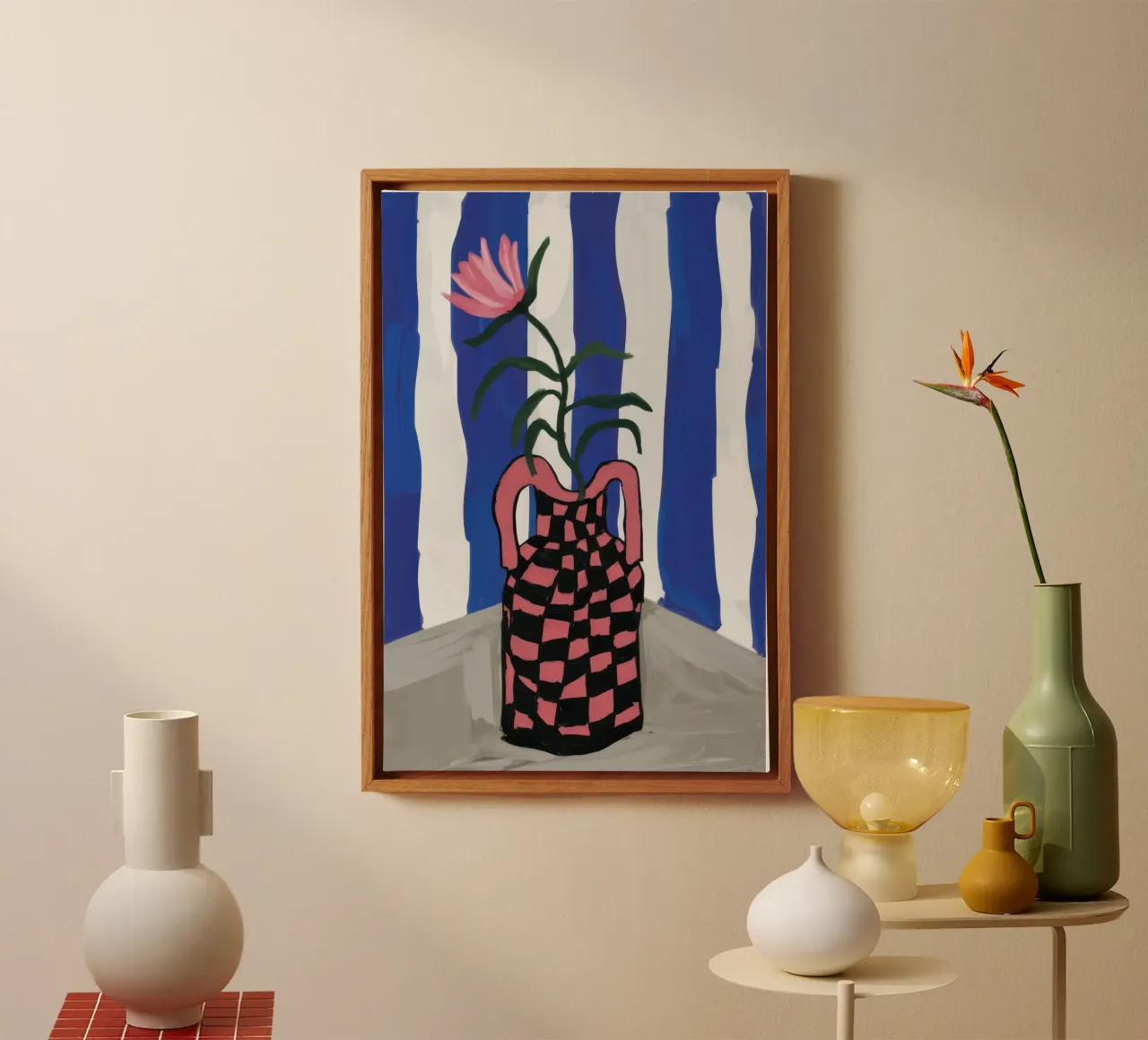 Tulips in Checkers canvas by Ink Pulse