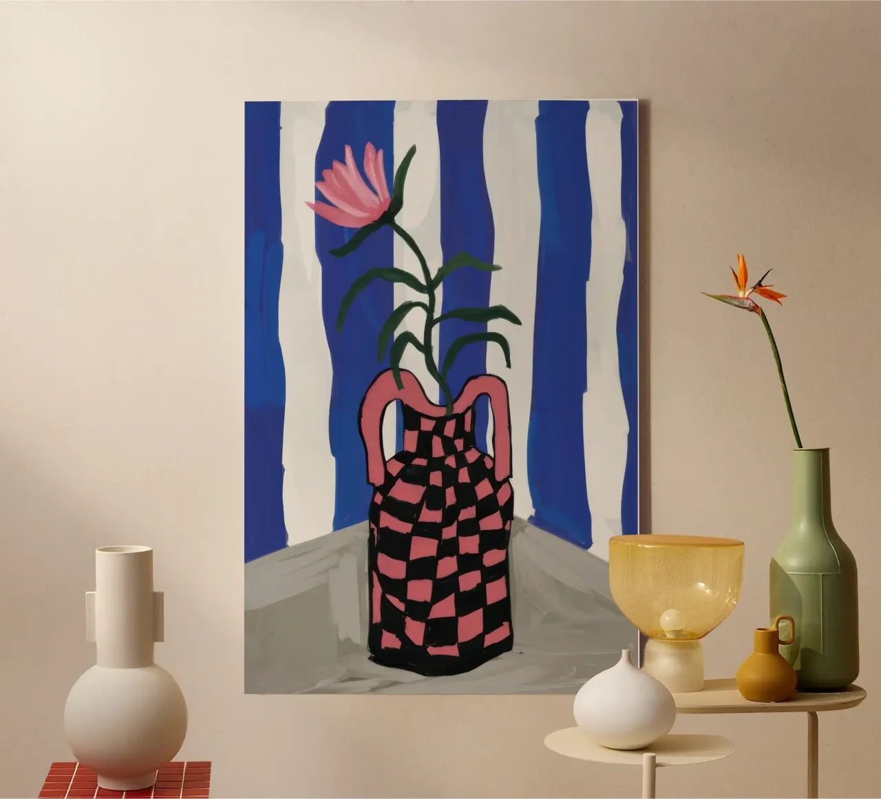 Tulips in Checkers canvas by Ink Pulse