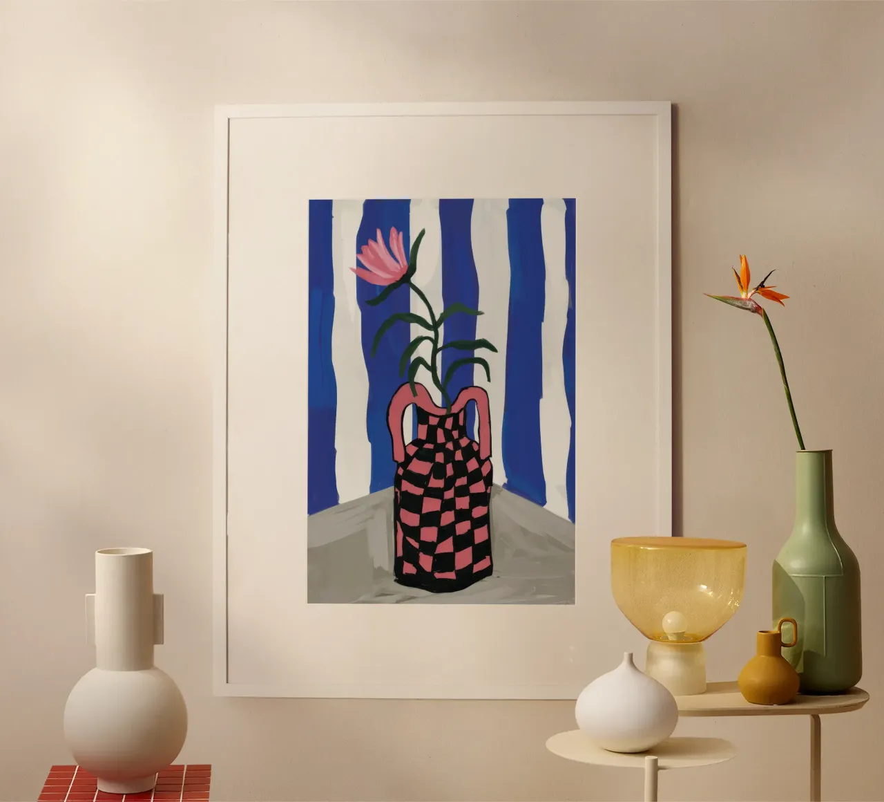 Tulips in Checkers poster by Ink Pulse