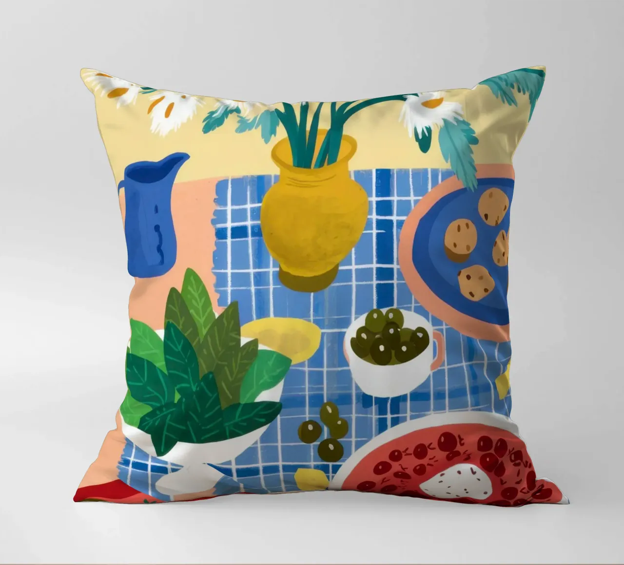 Eclectic Table of Joy decorative cushion by Flock Reverie