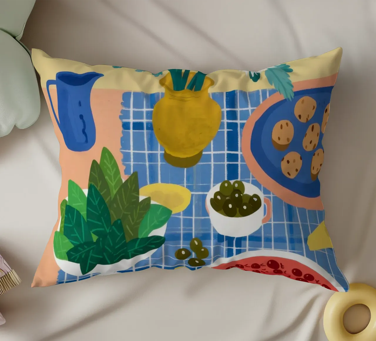 Eclectic Table of Joy decorative cushion by Flock Reverie