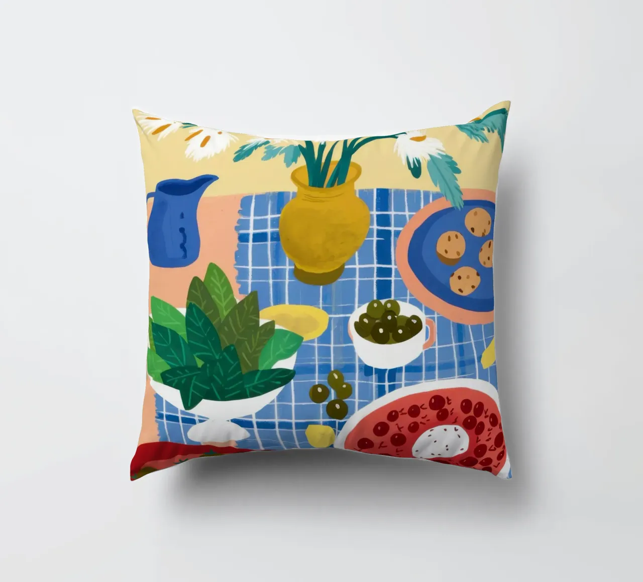 Eclectic Table of Joy decorative cushion by Flock Reverie