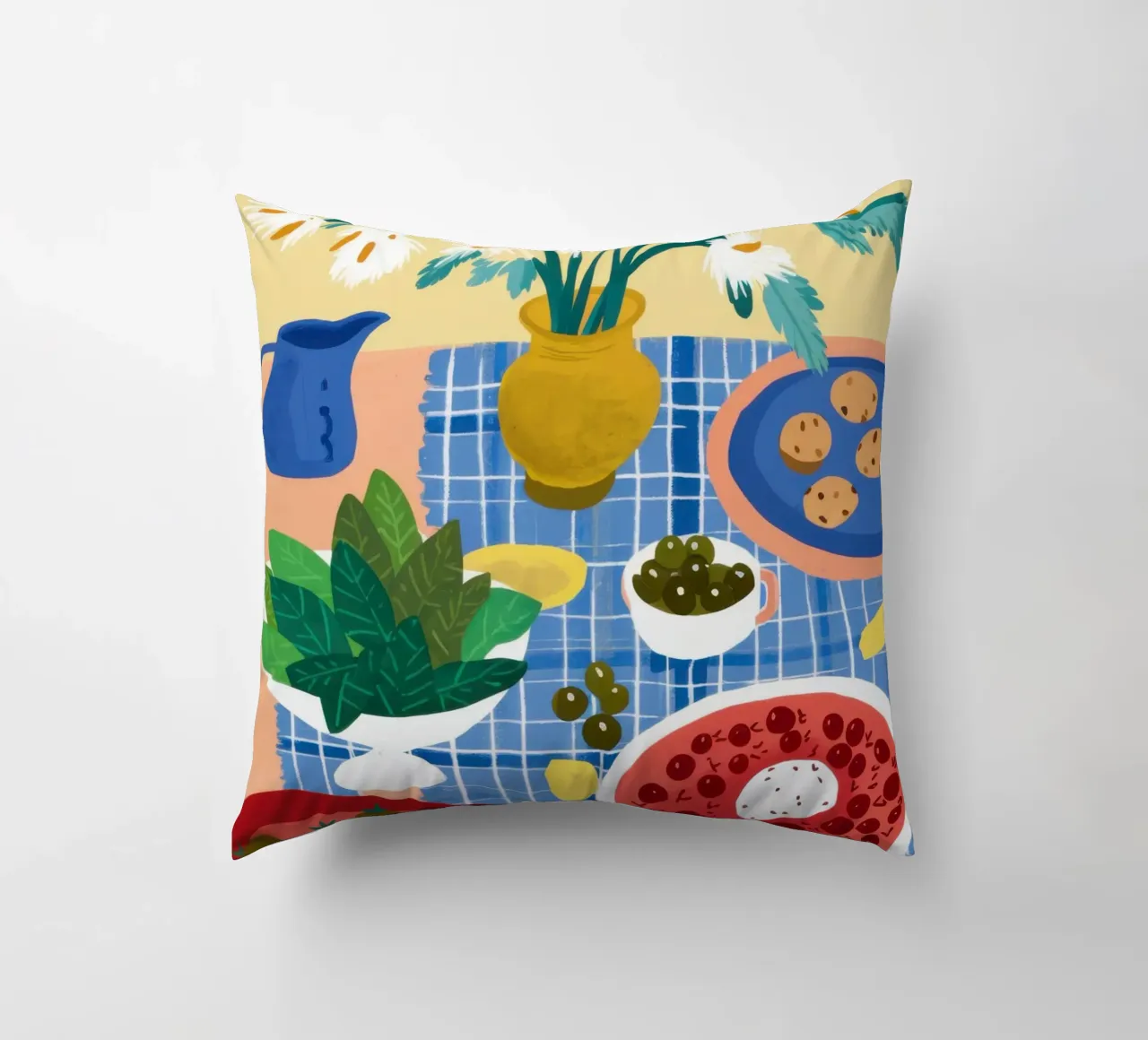 Eclectic Table of Joy decorative cushion by Flock Reverie