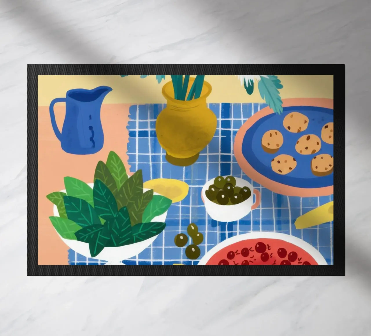 Eclectic Table of Joy doormat by Flock Reverie
