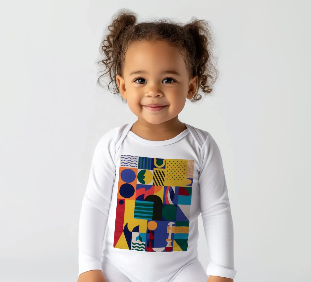 Geometric Joyride long-sleeve baby romper by Ink Pulse