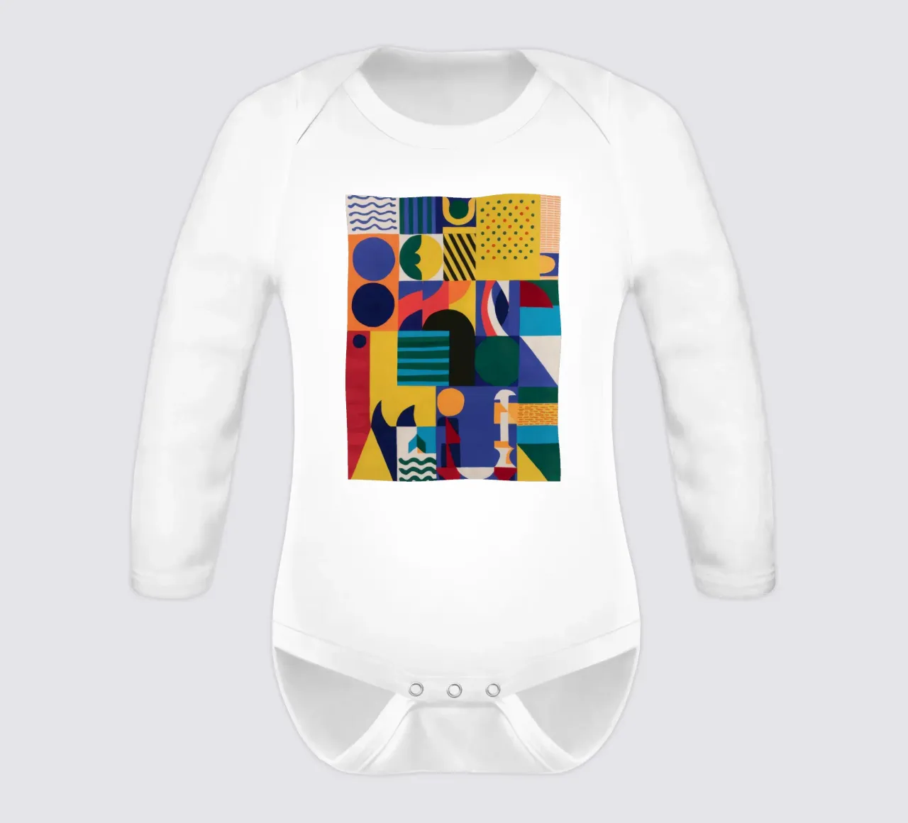 Geometric Joyride long-sleeve baby romper by Ink Pulse