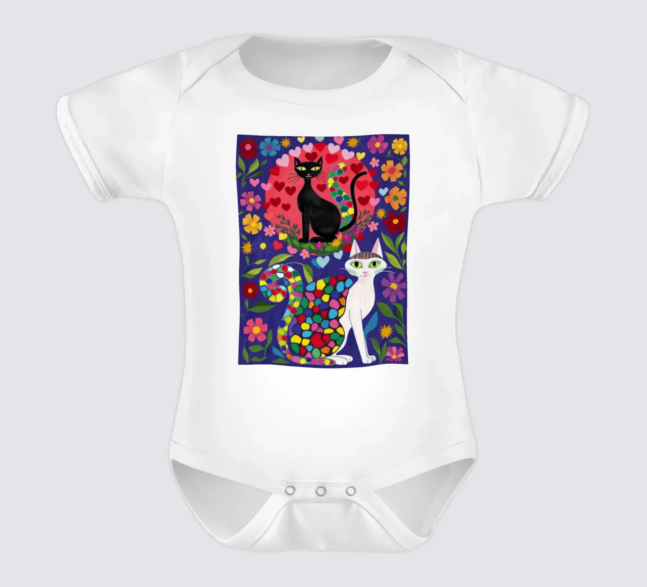 Yin Yang kattentuin babyrompertje korte mouwen van Flock Reverie