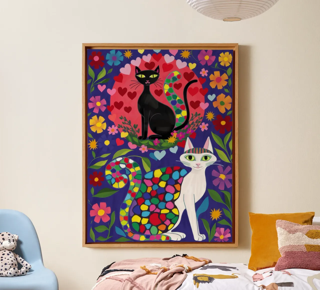 Yin Yang Cat Garden canvas by Flock Reverie