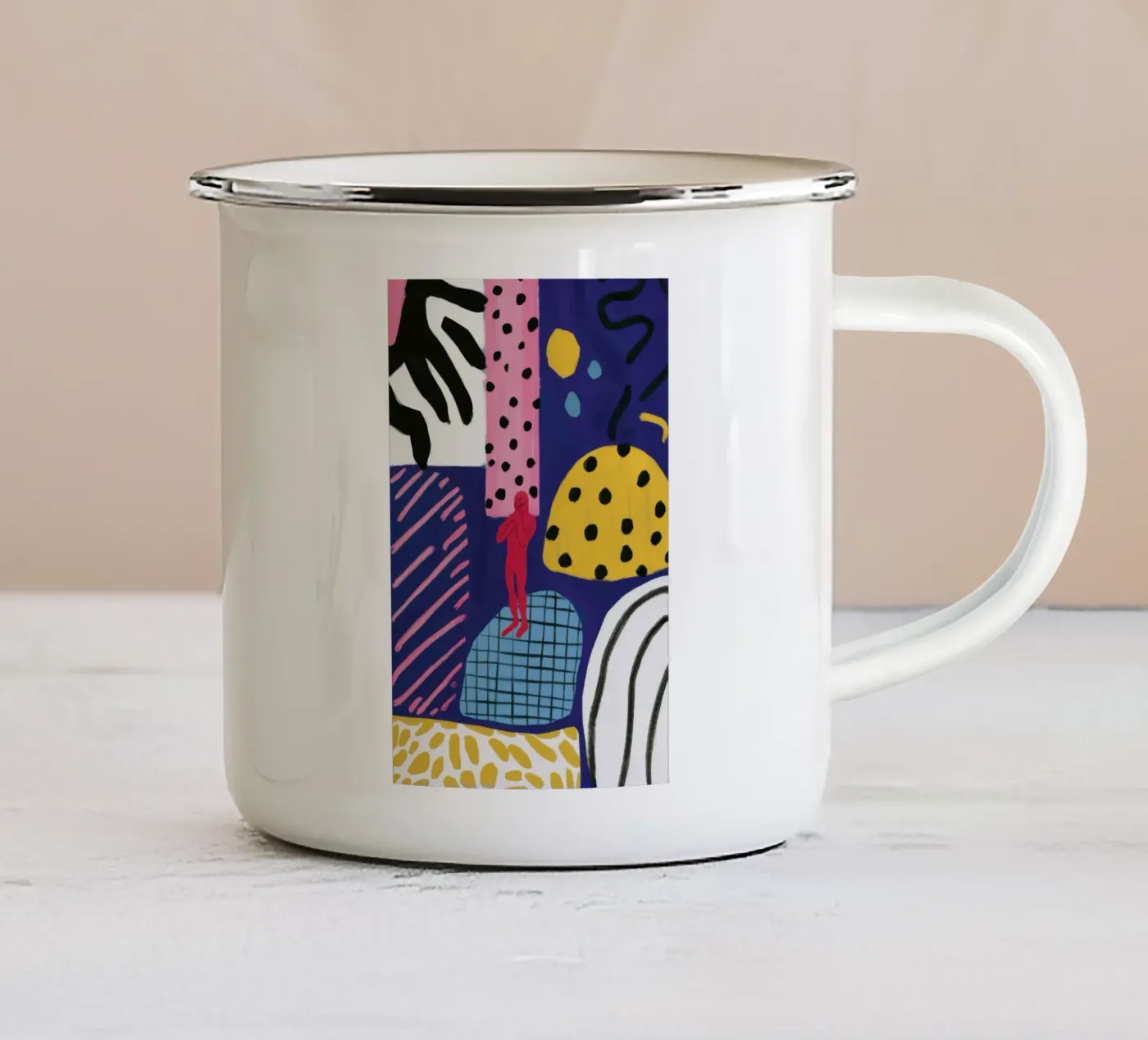 Boho Patchwork Play enamel mug by Prism Ritual