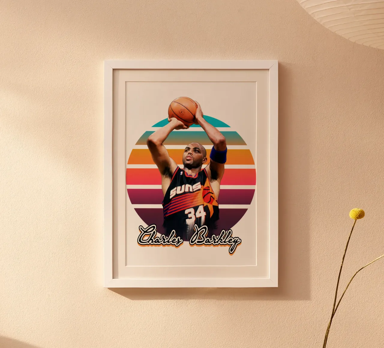 Charles Barkley vintage style poster con telaio in plastica da Lembayung art