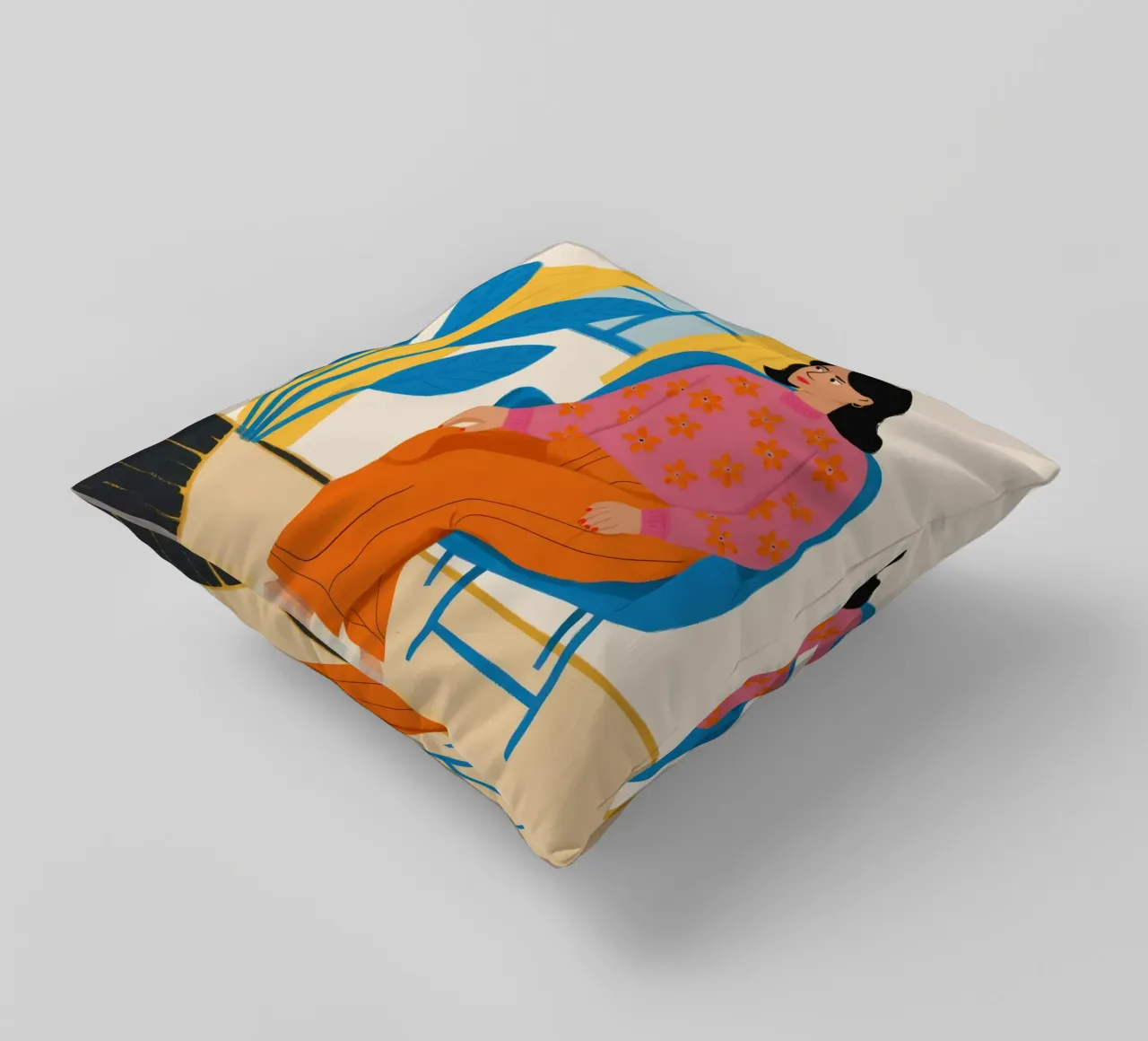 Musa sulla sedia arancione cuscino da Ink Pulse