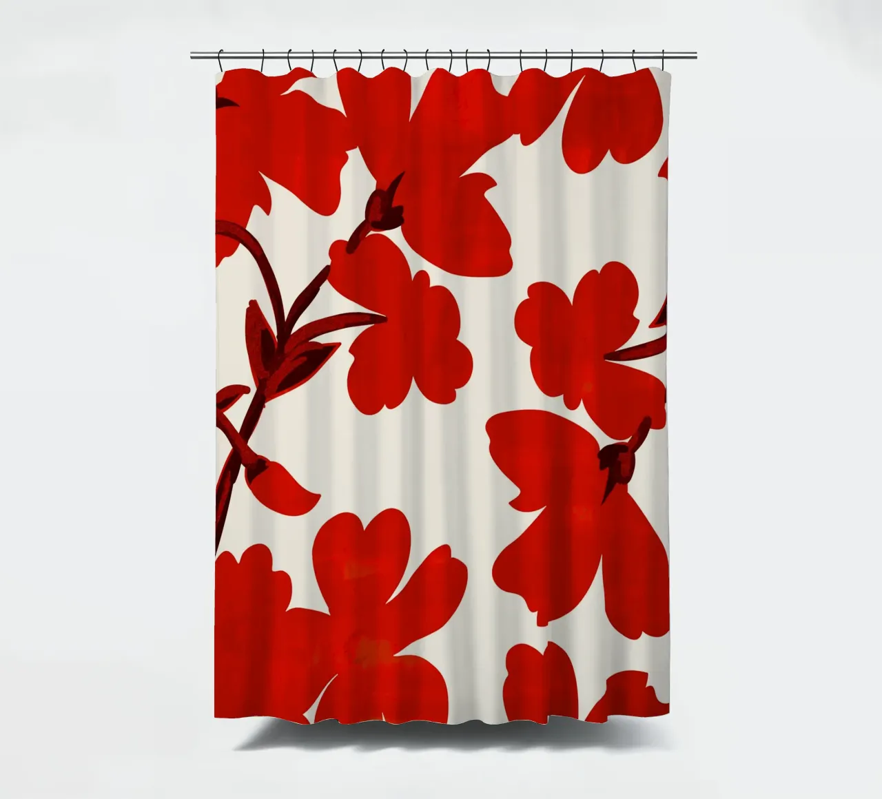 Red Flowers shower curtain by ThingDesign