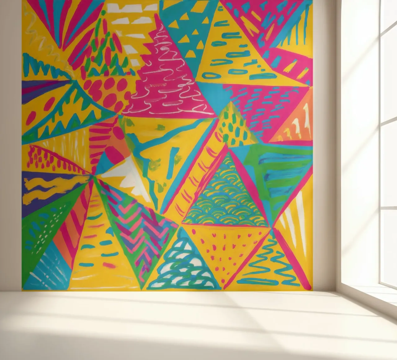 Neon Triangle Explosion photo wallpaper by Ink Pulse