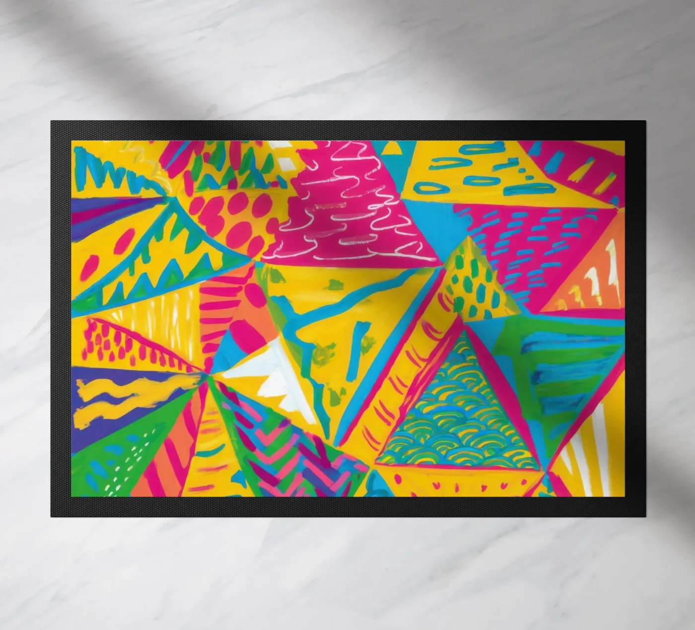 Neon Triangle Explosion deurmat van Ink Pulse