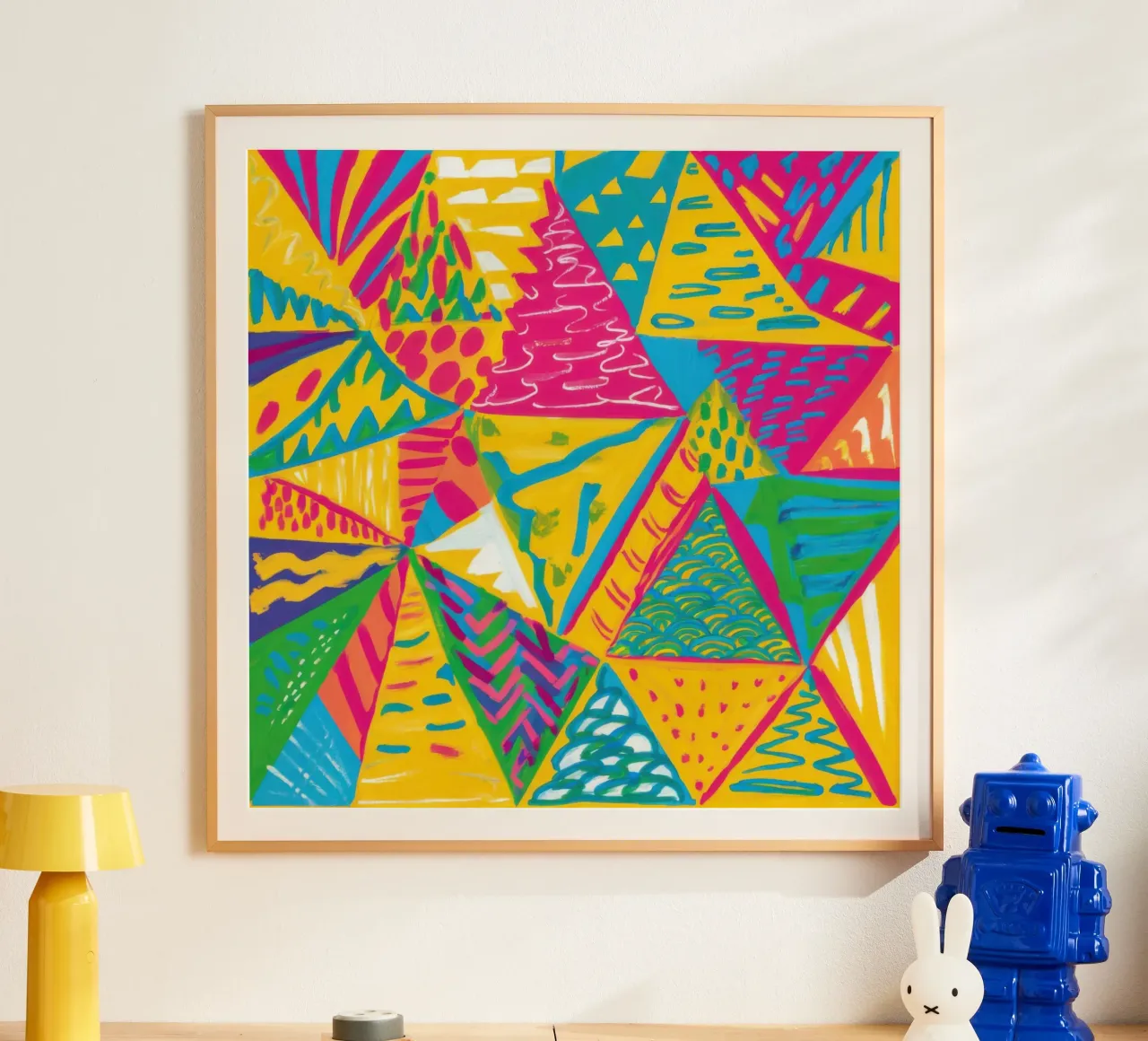 Neon Triangle Explosion hahnemühle by Ink Pulse