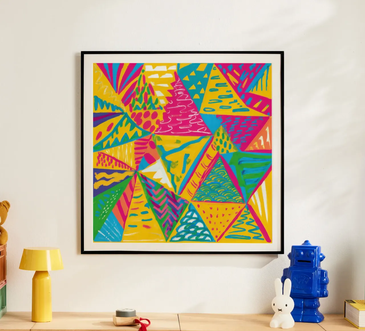 Neon Triangle Explosion hahnemühle by Ink Pulse