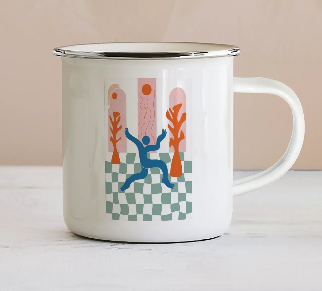 Liberazione del pavimento a scacchi tazza in smalto da Prism Ritual