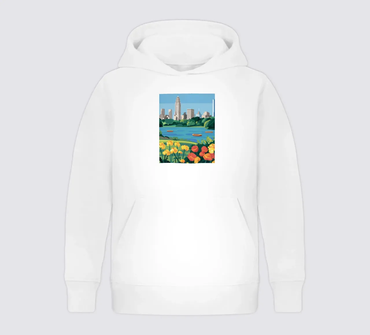 Città dei laghi in fiore felpa bambino con cappuccio da Flock Reverie