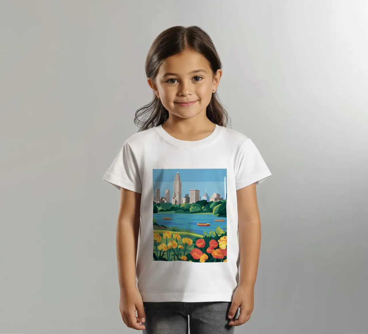 Città dei laghi in fiore t-shirt bambini da Flock Reverie