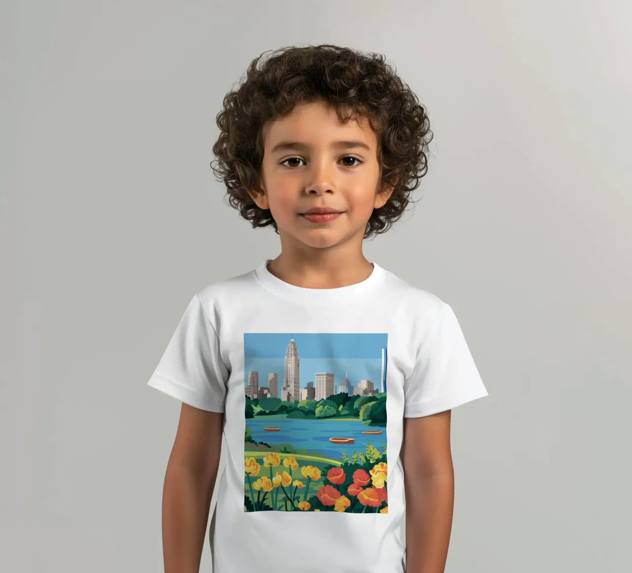 Città dei laghi in fiore t-shirt bambini da Flock Reverie