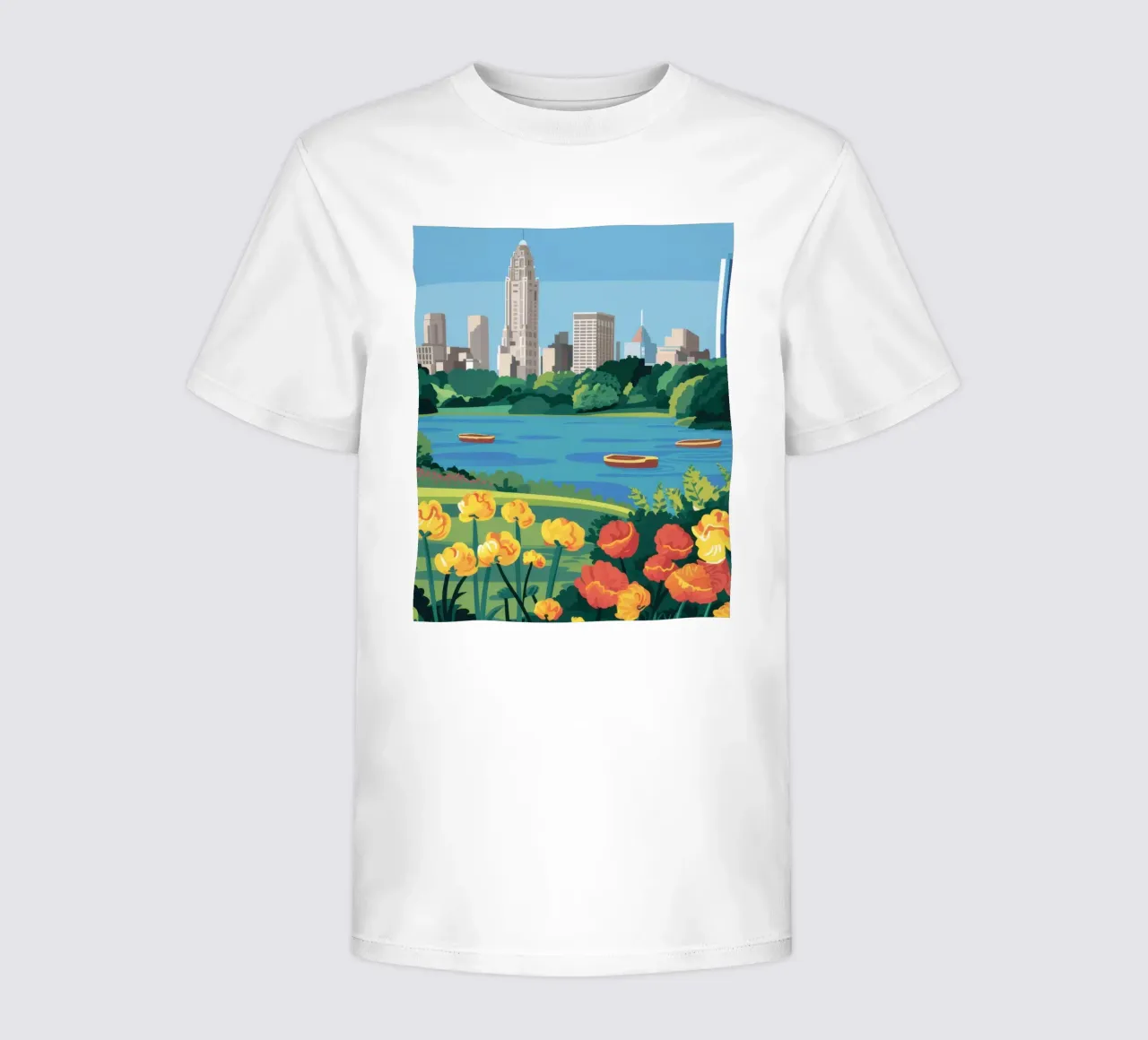 Città dei laghi in fiore t-shirt bambini da Flock Reverie