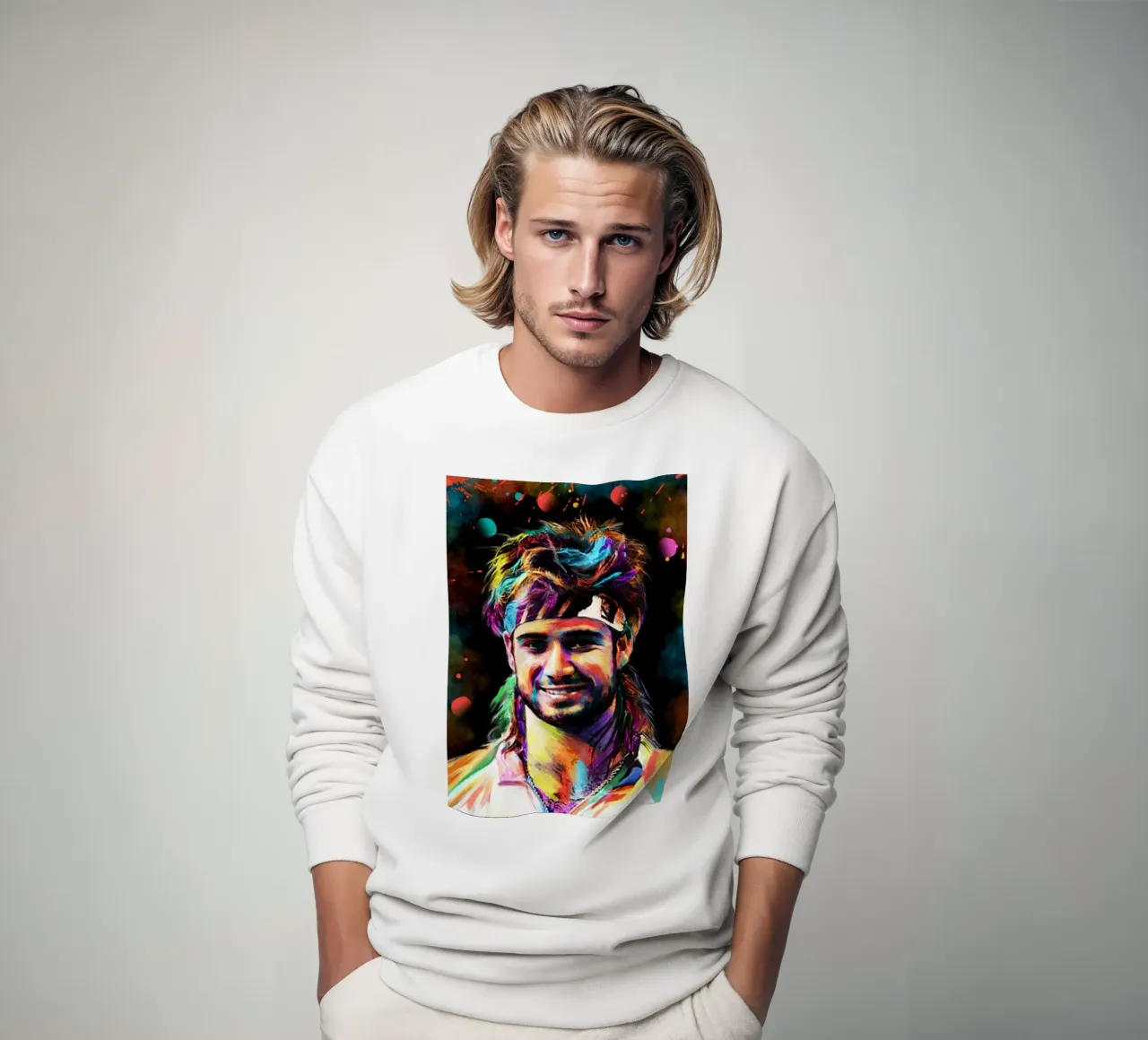 Andre Agassi abstract  colorful pop art portrait felpa da Lembayung art