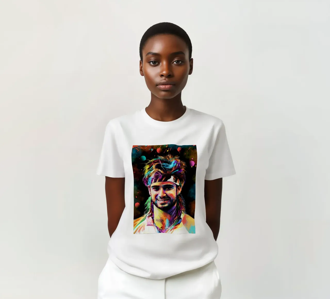 Andre Agassi abstract colorful pop art portrait t-shirt da Lembayung art