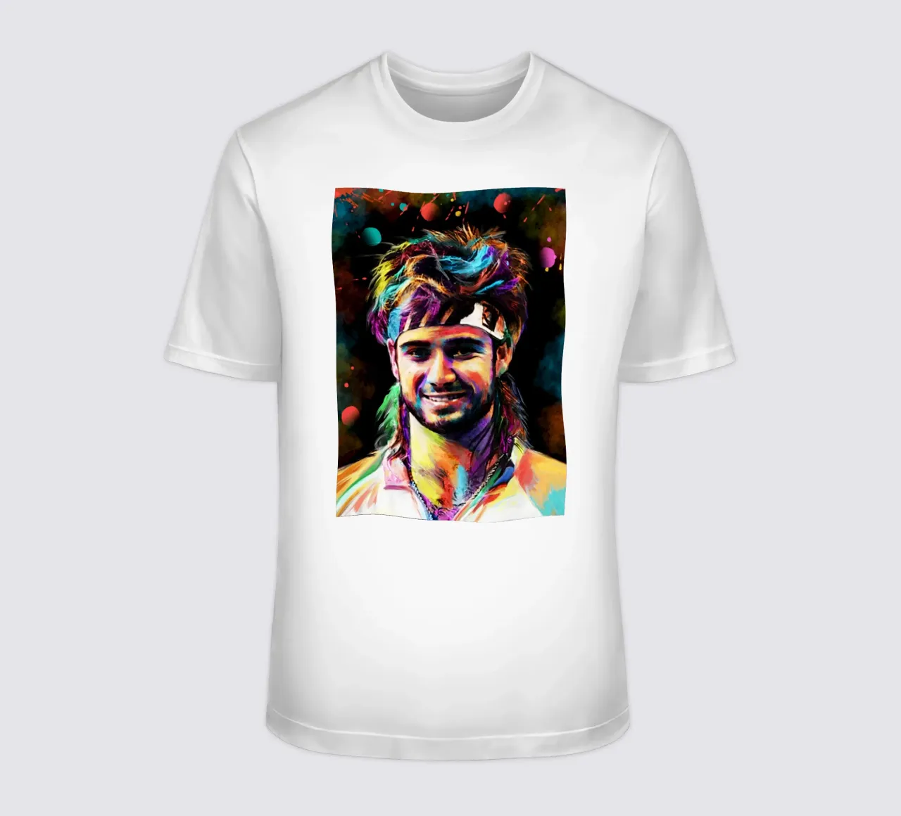 Andre Agassi abstract colorful pop art portrait t-shirt da Lembayung art