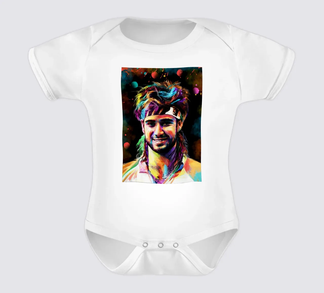 Andre Agassi abstract  colorful pop art portrait body neonato maniche corte da Lembayung art