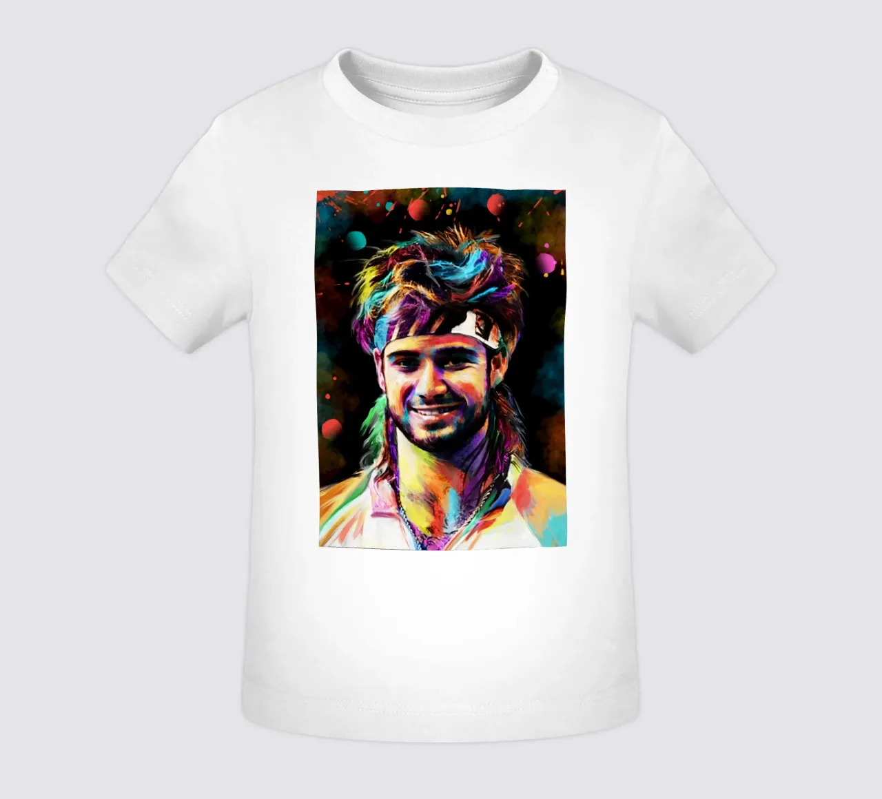 Andre Agassi abstract  colorful pop art portrait maglietta neonato da Lembayung art