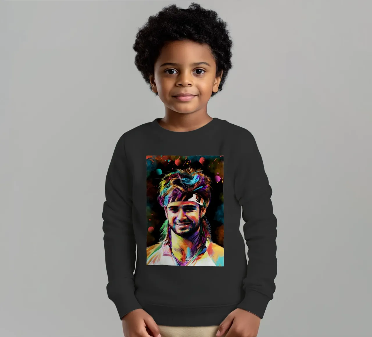 Andre Agassi abstract colorful pop art portrait felpa bambino da Lembayung art
