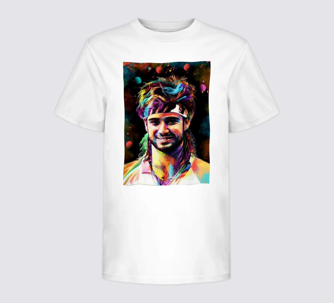 Andre Agassi abstract  colorful pop art portrait t-shirt bambini da Lembayung art