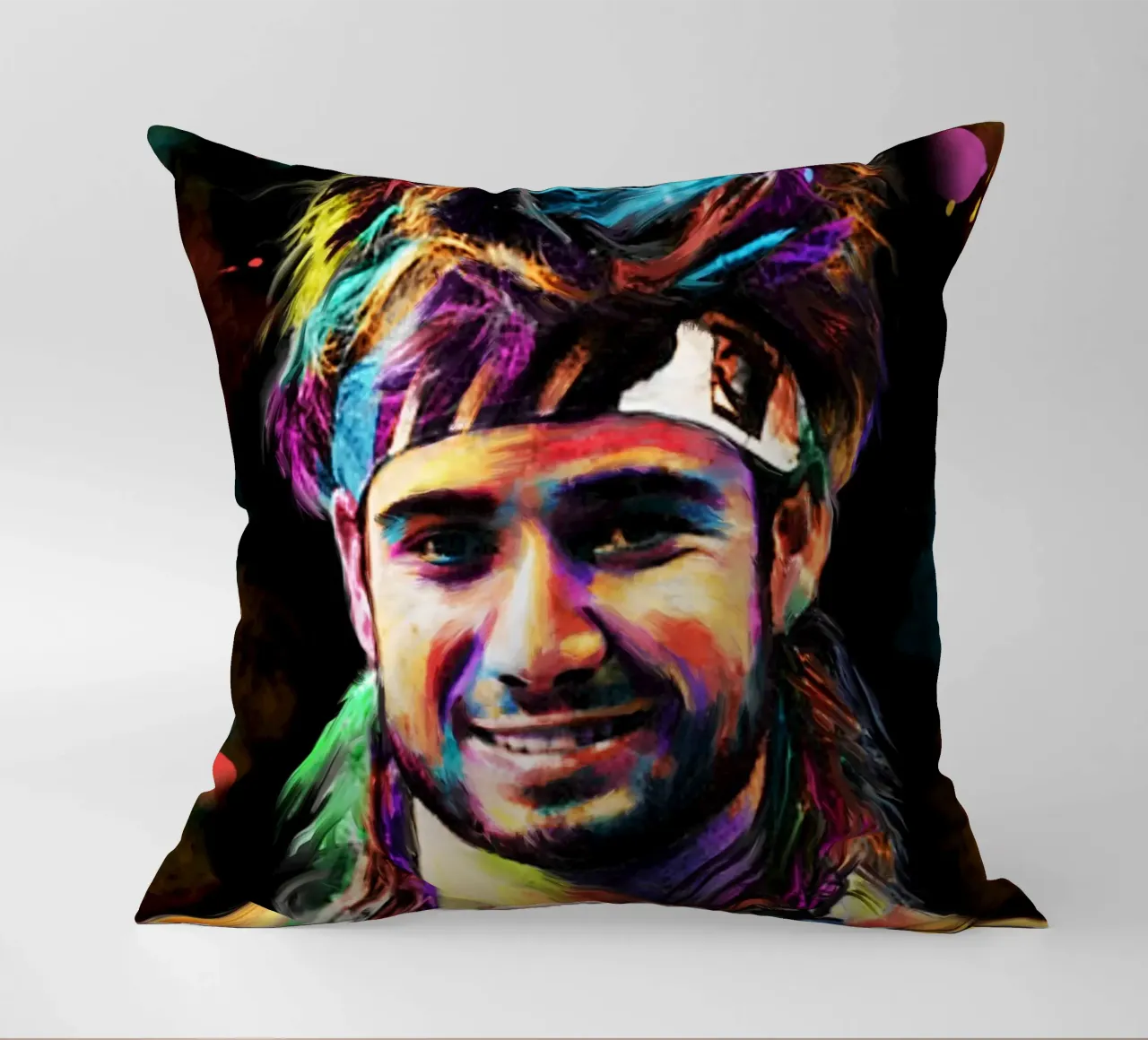 Andre Agassi abstract colorful pop art portrait cuscino da Lembayung art