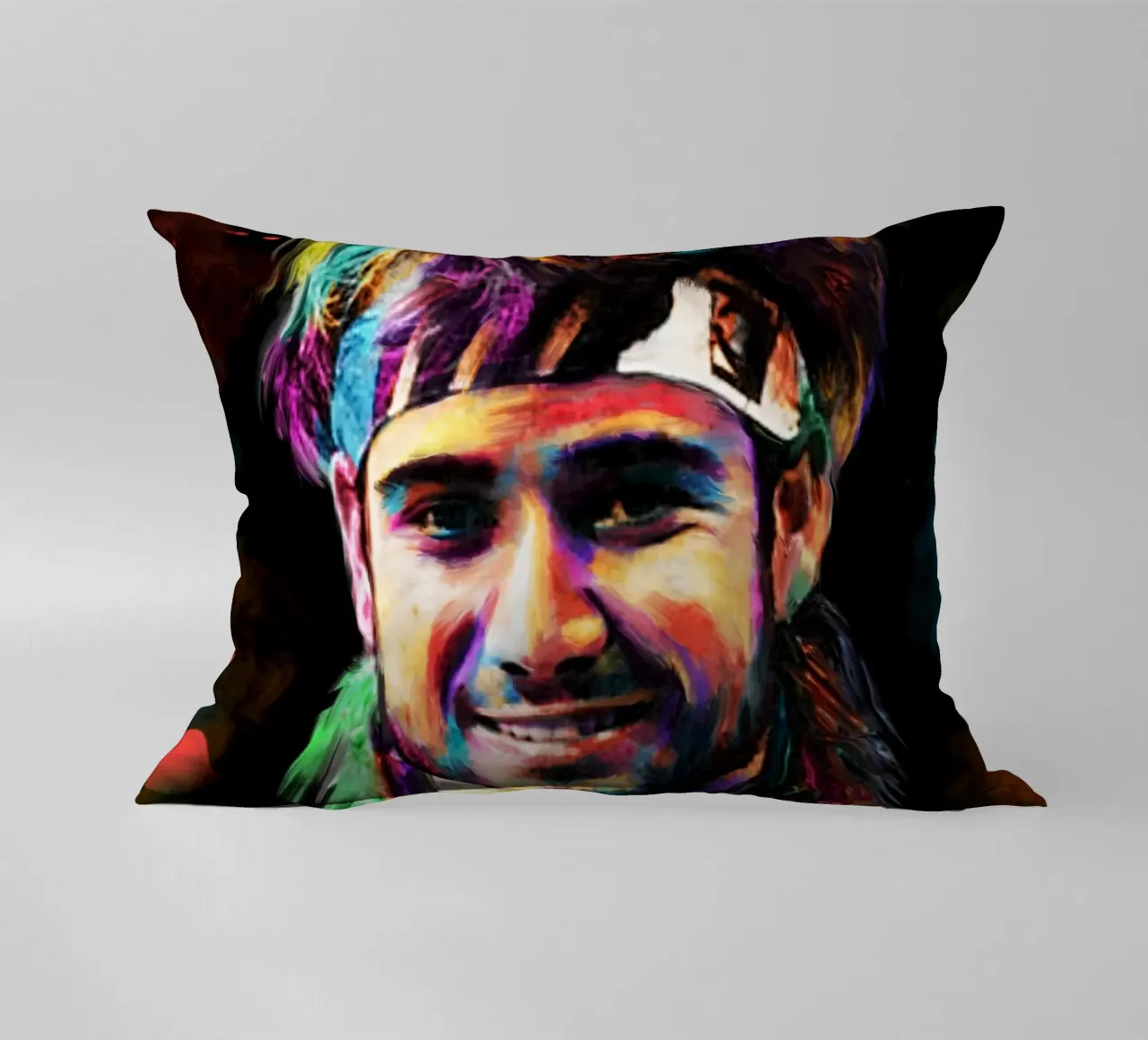 Andre Agassi abstract colorful pop art portrait cuscino da Lembayung art