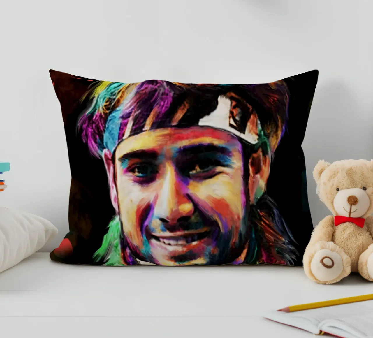 Andre Agassi abstract colorful pop art portrait cuscino da Lembayung art