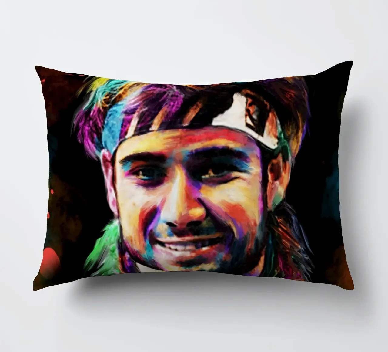 Andre Agassi abstract colorful pop art portrait cuscino da Lembayung art