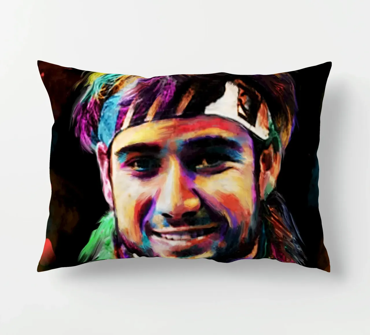 Andre Agassi abstract colorful pop art portrait cuscino da Lembayung art