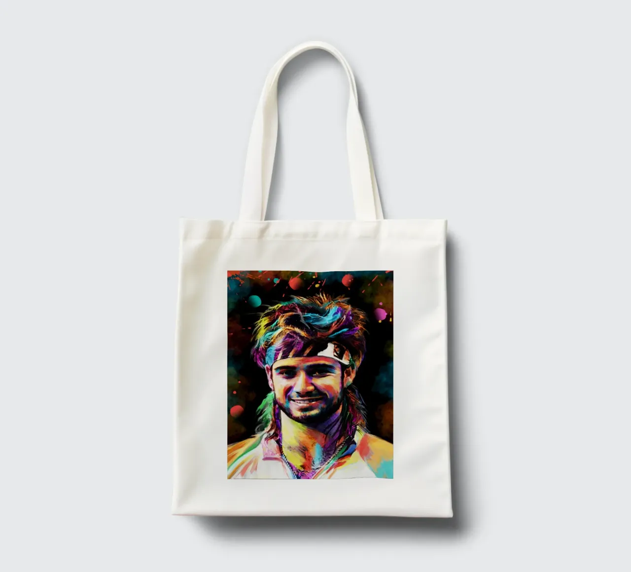 Andre Agassi abstract  colorful pop art portrait borsa in juta da Lembayung art