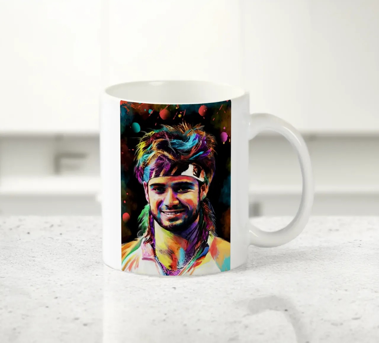 Andre Agassi abstract  colorful pop art portrait tazza in ceramica da Lembayung art