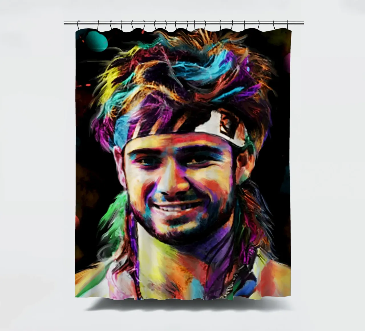 Andre Agassi abstract  colorful pop art portrait tenda da doccia da Lembayung art