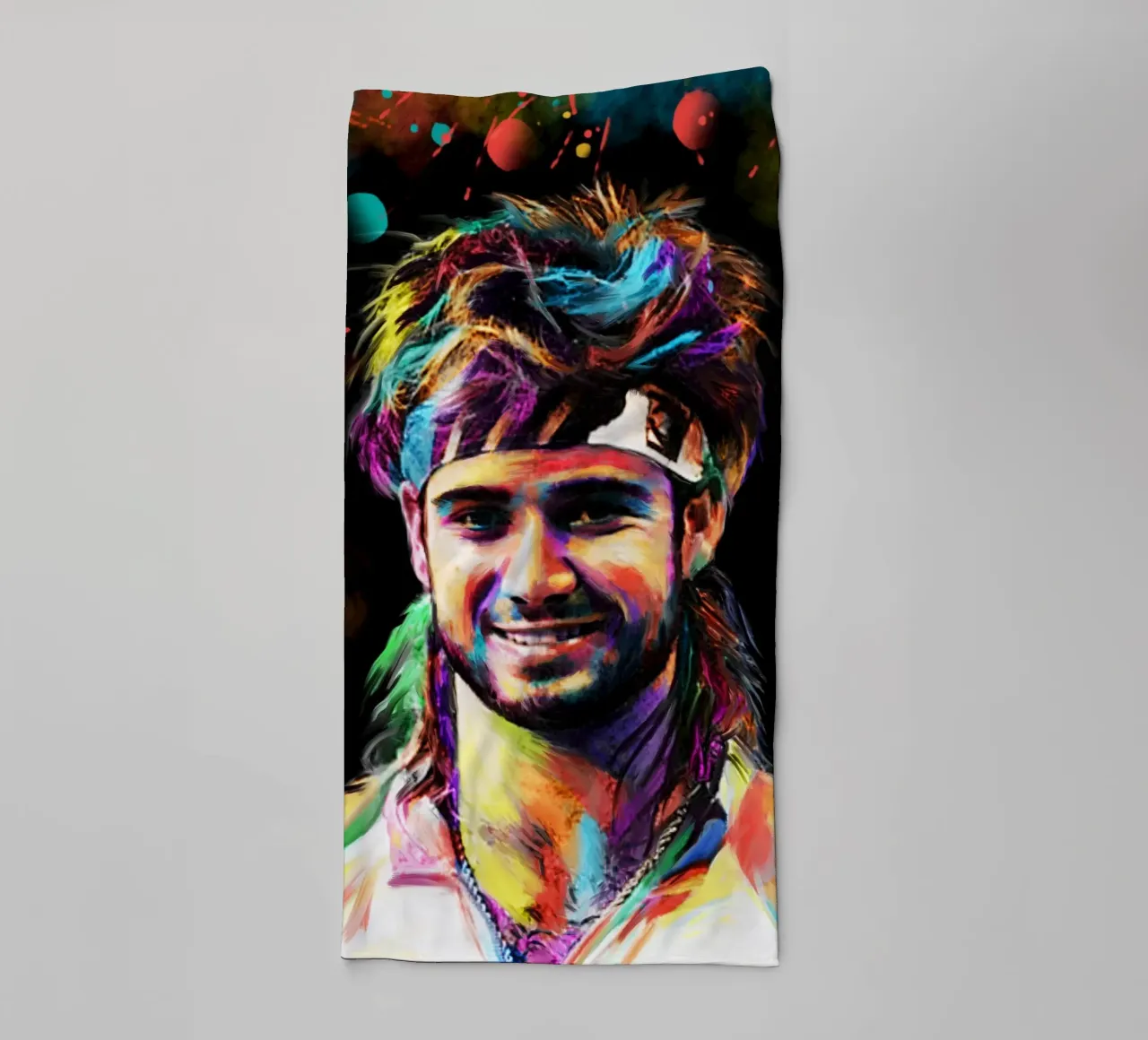 Andre Agassi abstract colorful pop art portrait asciugamano da bagno da Lembayung art
