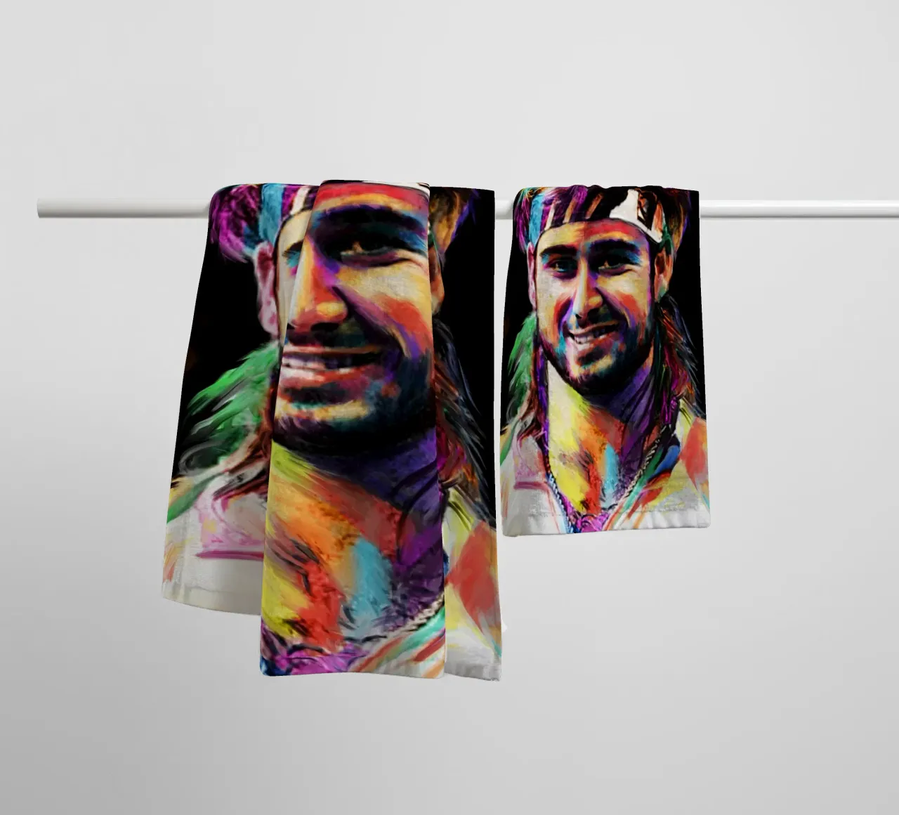 Andre Agassi abstract colorful pop art portrait asciugamano da bagno da Lembayung art