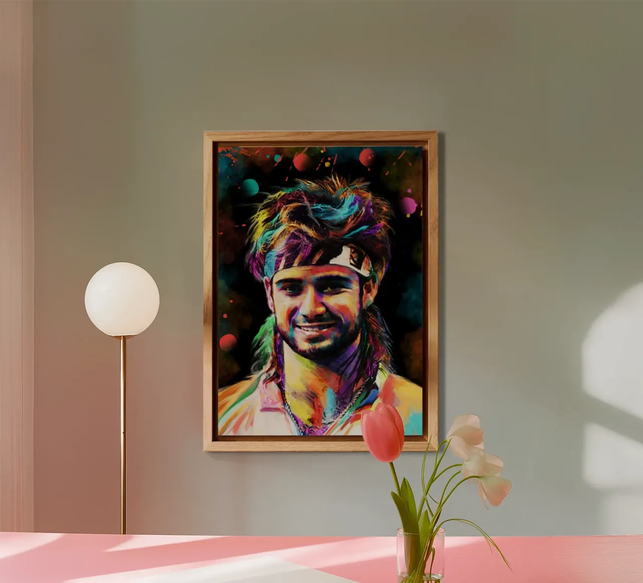 Andre Agassi abstract colorful pop art portrait alluminio dibond da Lembayung art