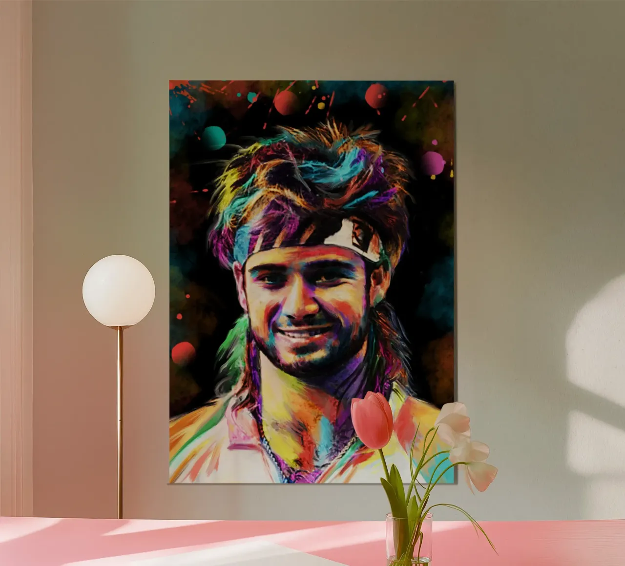 Andre Agassi abstract colorful pop art portrait alluminio dibond da Lembayung art