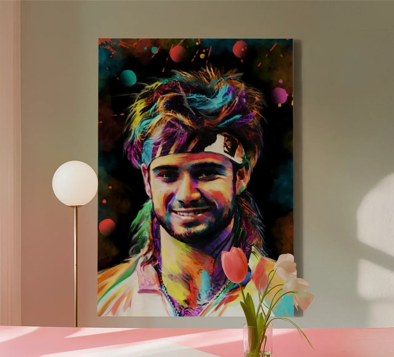 Andre Agassi abstract  colorful pop art portrait tela da Lembayung art